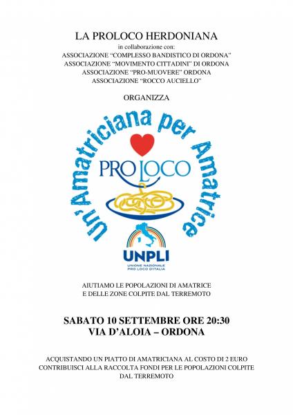 Un'Amatriciana per Amatrice - serata di beneficenza per il popolo dei terremotati