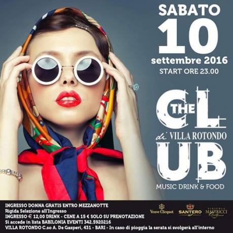 Sabato 10 Settembre 2016 - Start 23.00 ⇨the Club a Villa Rotondo⇦