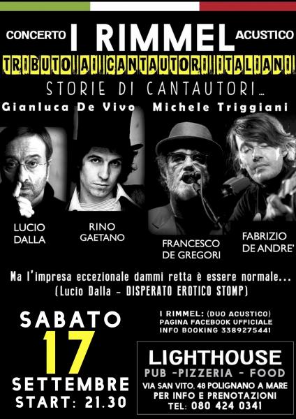 I Rimmel: Tributo ai cantautori italiani: De Andrè, Lucio Dalla, De Gregori, Lucio Battisti, Rino Gaetano