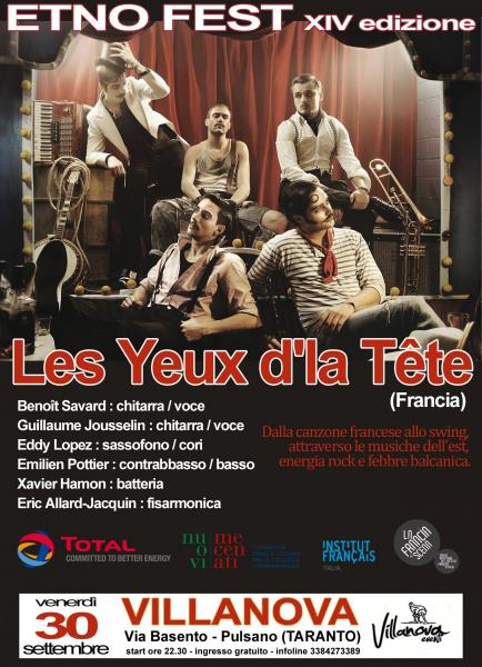 Etno fest 2016, XIV edizione: "Les Yeux D'La Téte" in concerto (Francia) + Ciro Merode Dj Set (musiche dal mondo)