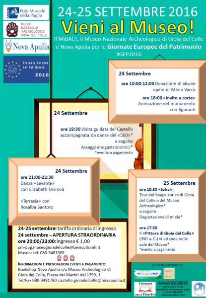 Giornate Europee del Patrimonio_ 24 e 25 settembre 2016_ eventi culturali ed enogastronomici