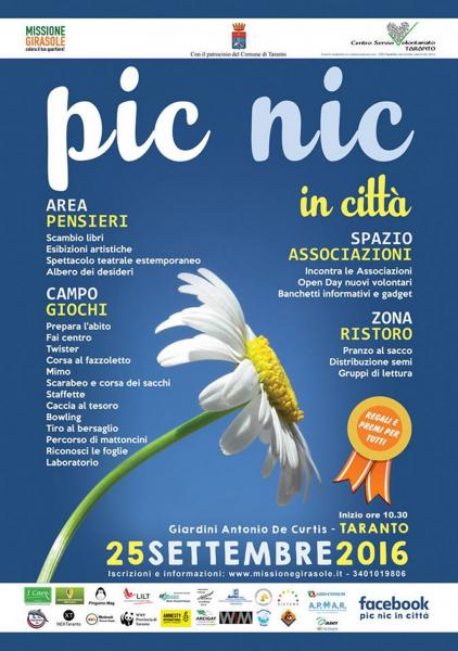 Domenica a Taranto il primo Pic nic in città