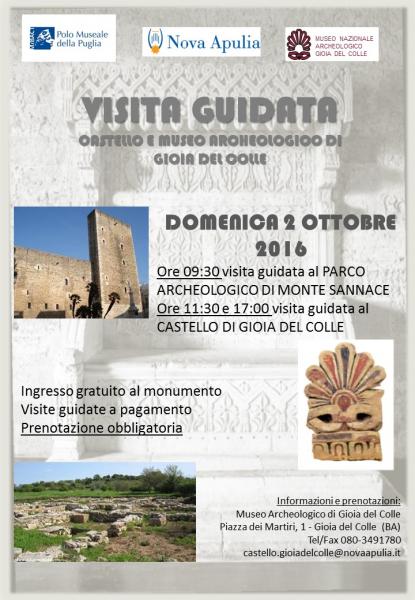 Prima domenica del mese _ Visite guidate al castello, museo e parco archeologico di Monte Sannace.
