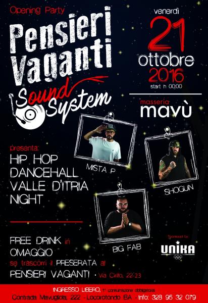 Pensieri Vaganti Sound System presenta Big Fab e Mista P hosted by Shogun
