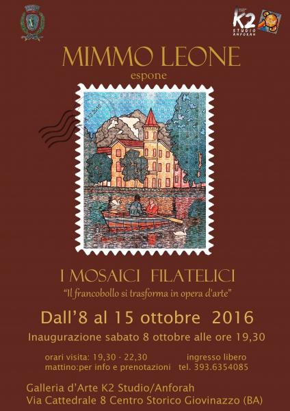 Mimmo Leone espone  i Mosaici Filatelici “ il francobollo si trasforma in opera d'arte".