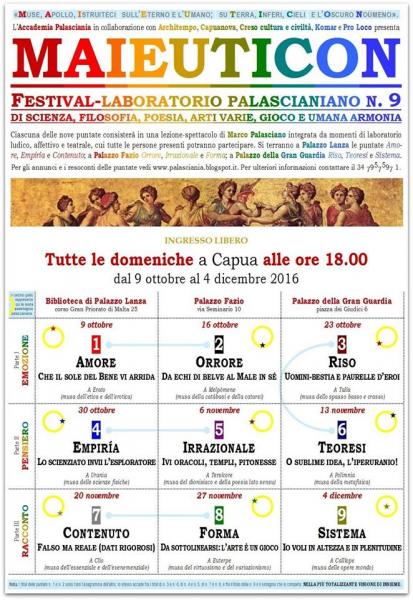 Maieuticon, festival-laboratorio palascianiano di scienza, filosofia, poesia, arti varie, gioco e umana armonia
