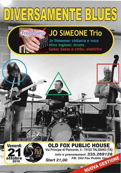 Diversamente Blues, Jo Simeone Trio live at Old Fox Public House