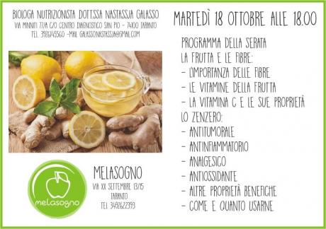 La frutta, le fibre e lo zenzero