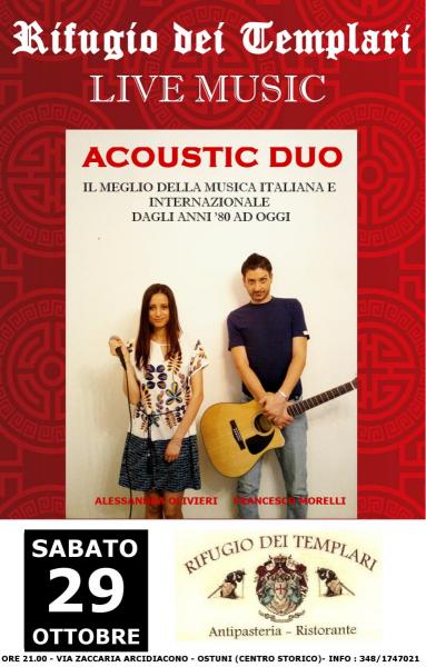 Inaugurazione nuova stagione musicale al Rifugio dei Templari: Acoustic Duo