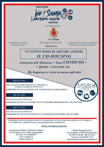 Workshop civico con cittadini e associazioni su CO- HOUSING - Un nuovo modo di abitare assieme