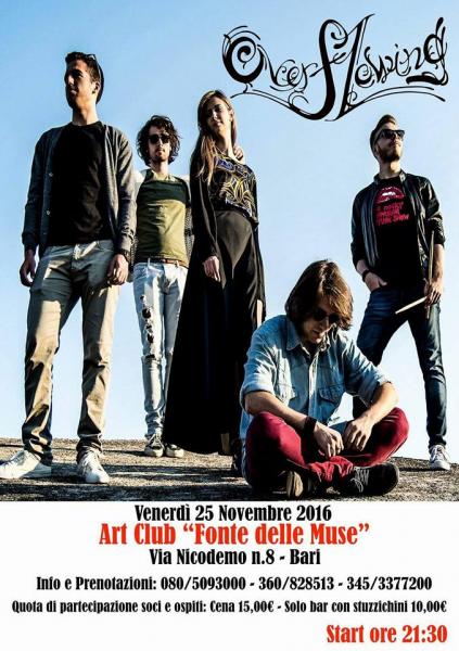 Per la prima volta alla FONTE DELLE MUSE gli "OVERFLOWING" Venerdì 25 Novembre.