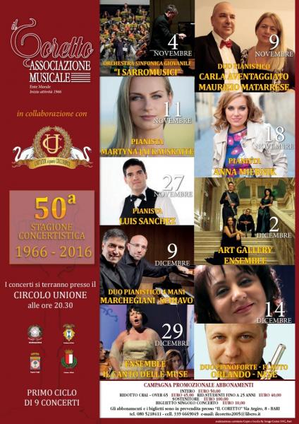 Inaugurazione 50a  Stagione  Concertistica  Ente Morale "il Coretto" Bari.
