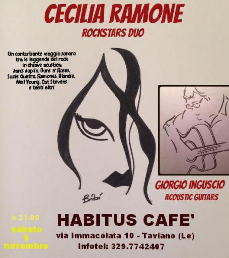 Live di Cecilia Ramone – “ROCKSTAR DUO”– sabato 5 novembre all’Habitus Cafè di Taviano (Le)