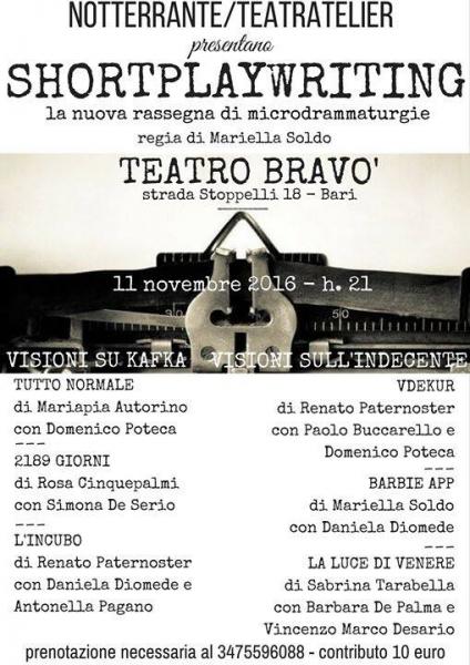 ShortPlaywriting: una mini rassegna dedicata alla drammaturgia breve, tra Kafka e indecenza