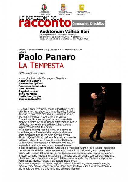 LA TEMPESTA letta da Paolo Panaro e gli attori della Compagnia Diaghilev