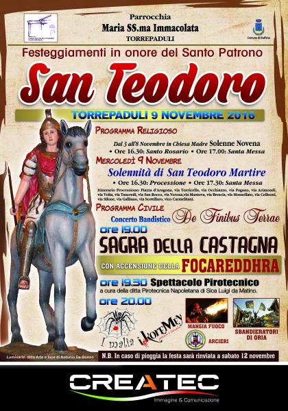 Mercoledì 9 novembre festa di San Teodoro a Torrepaduli