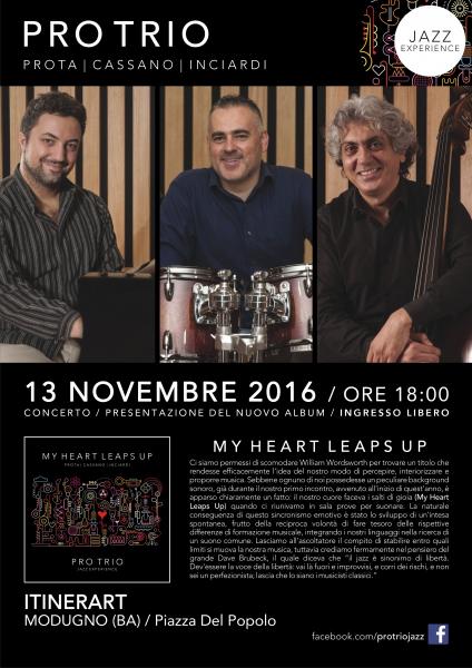 ItinerART 2016: il Jazz del ProTrio in concerto a Modugno