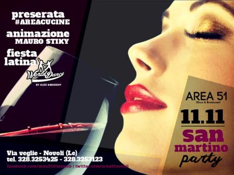 Musica latina e animazione, cucina e divertimento tutta in una notte. E' "San Martino party" all'Area51 di Novoli