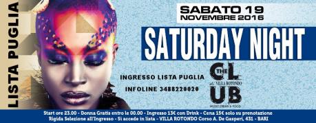 Sab 19 nov - VILLA ROTONDO - ingresso LISTA PUGLIA