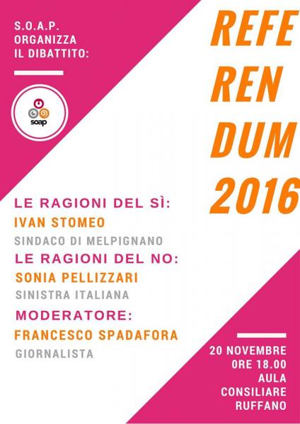 SOAP organizza Dibatitto sul referendum con Ivan Stomeo e Sonia Pellizzari