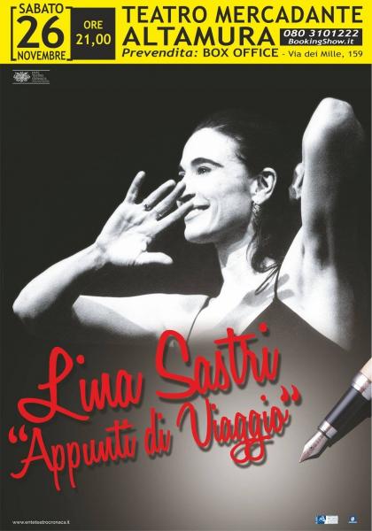 LINA SASTRI si racconta con spettacolo musicale "Appunti di viaggio"