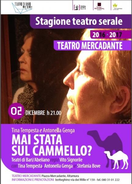 "Mai stata sul cammello?", una storia al femminile al "Mercadante" di Altamura