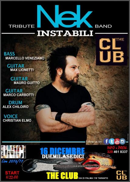 Instabili NeK Tribute Band in concerto "Unici Live 2016/17"