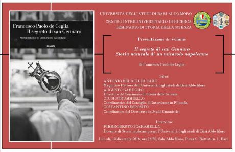 Il segreto di San Gennaro. Storia naturale di un miracolo napoletano. Presentazione del volume.
