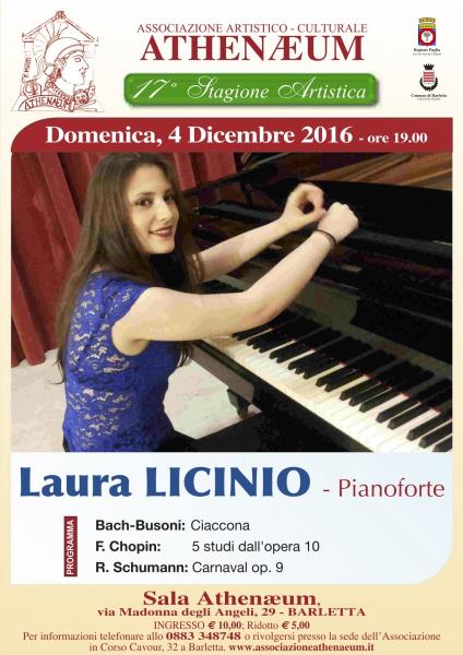 La giovane pianista Laura Licinio all'Athenaeum