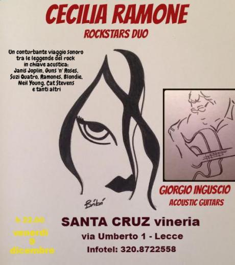 Live di CECILIA RAMONE – “Rockstar Duo”– venerdì 9 dicembre al Santa Cruz, Lecce