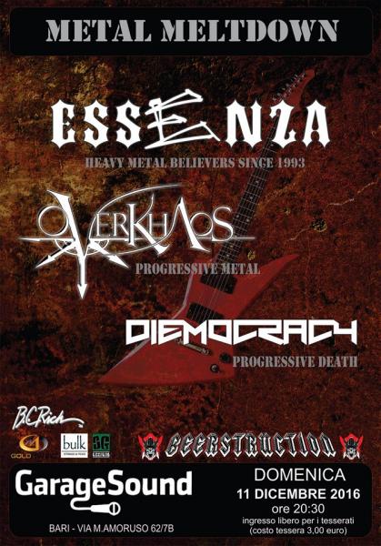 Metal Meltdown - live show a Bari per Essenza, Overkhaos, Diemocracy