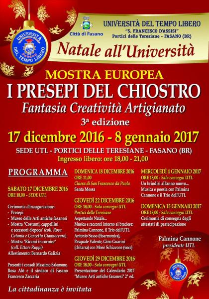 Mostra Europea “I presepi del chiostro – Fantasia Creatività Artigianato” III  edizione