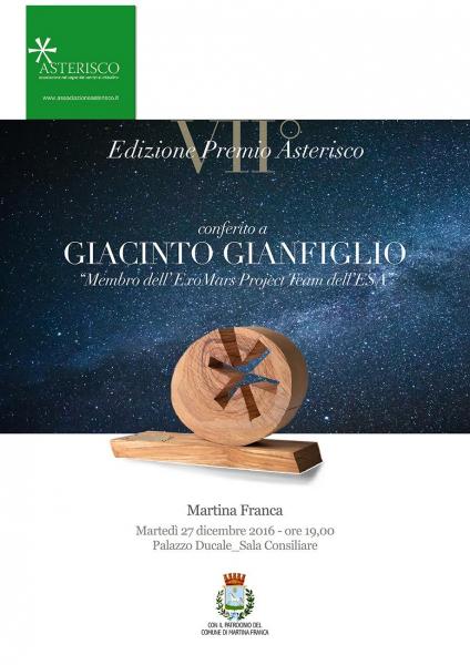 Premio Asterisco a Giacinto Gianfiglio