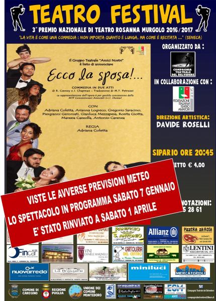 Teatro Festival - Ecco la Sposa!- RINVIATO PER MALTEMPO AL 1°APRILE