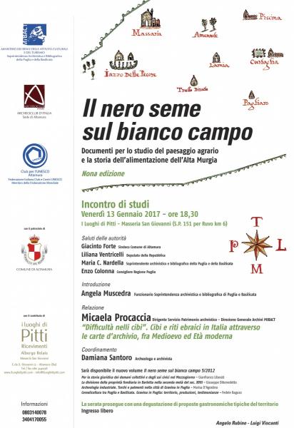 Il nero seme sul bianco campo. Documenti per lo studio del paesaggio agrario e la storia dell’alimentazione dell’Alta Murgia - IX edizione