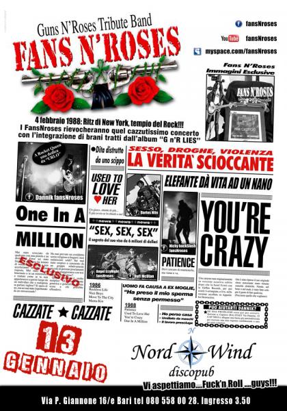 Fans n' Roses - Guns n'Roses Tribute band in concerto al Nordwind discopub