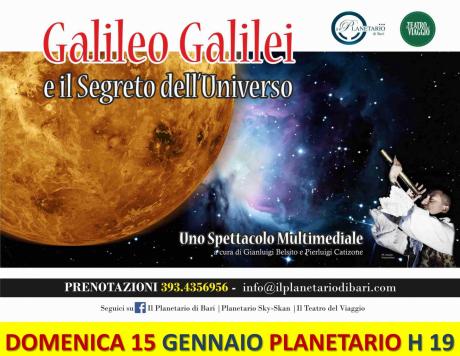 Galileo Galilei e il Segreto dell'Universo, uno spettacolo multimediale domenica al Planetario