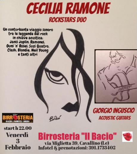 Concerto rock di CECILIA RAMONE  venerdì 3 febbraio alla Birrosteria “Il Bacio” di Cavallino (Le)