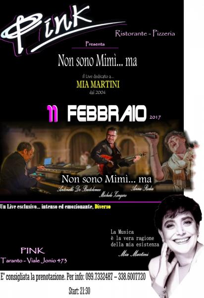 Non sono Mimi... ma - Tribute Band di Mia Martini, l'11 febbraio, al Pink