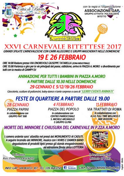 XXVI Carnevale Bitettese 2017