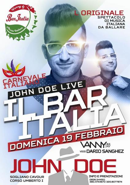 Arriva al John Doe il ‘Bar Italia’ per un Carnevale italiano