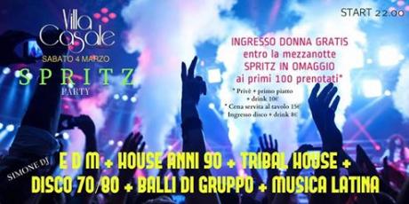 Sabato 4 marzo at Villa casale "Spritz Party" Ingresso donna gratuito entro le 00.00 in lista Babilonia Eventi