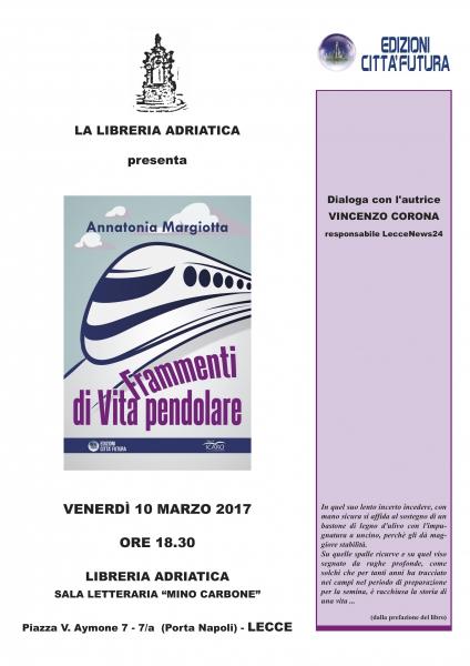A Lecce la presentazione del libro ‘Frammenti di vita pendolare’ di Annatonia Margiotta