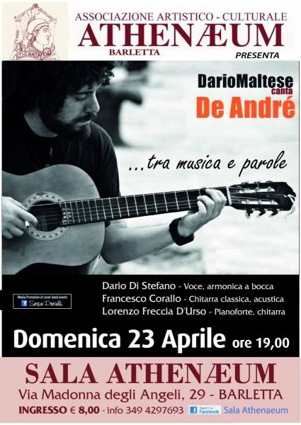 Dario Maltese canta De André Sala Athenaeum Barletta