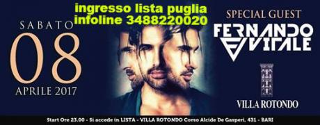 Sab 8 Aprile - Villa Rotondo ( Bari )  - presenta Fernando Vitale dj - Lista Puglia