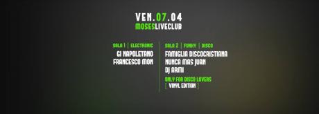 Venerdì 7 aprile doppio dj set con electro music, disco & funky: Gi Napoletano & Francesco Mon + Famiglia DiscoCristiana
