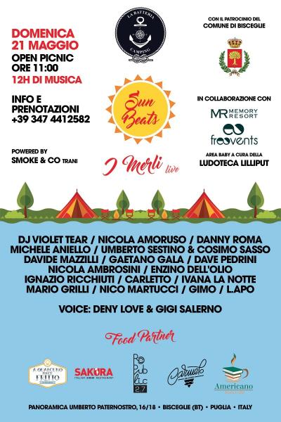 Sun Beats 12 h di musica non stop, pic nic, solarium, degustazioni gastronomiche