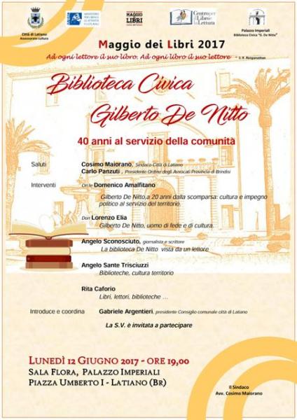 Il Maggio dei libri 2017 - Biblioteca Civica Gilberto De Nitto 40 anni a servizio della comunità