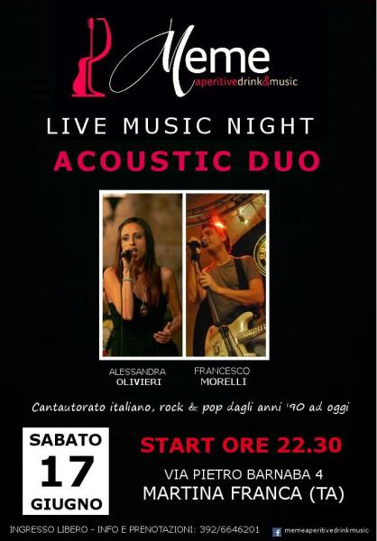 Francesco Morelli Acoustic Duo live al MEME