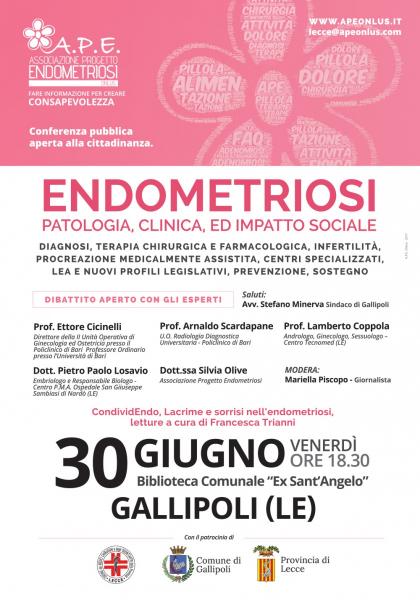Endometriosi: conferenza pubblica A.P.E. Onlus a Gallipoli